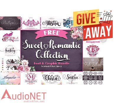 Sweet Romantic Collection Font & Graphic Bundle Giveaway Free Download