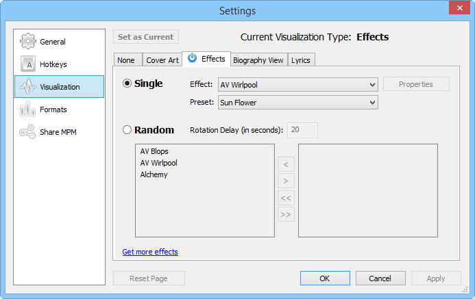 Setting Visualization